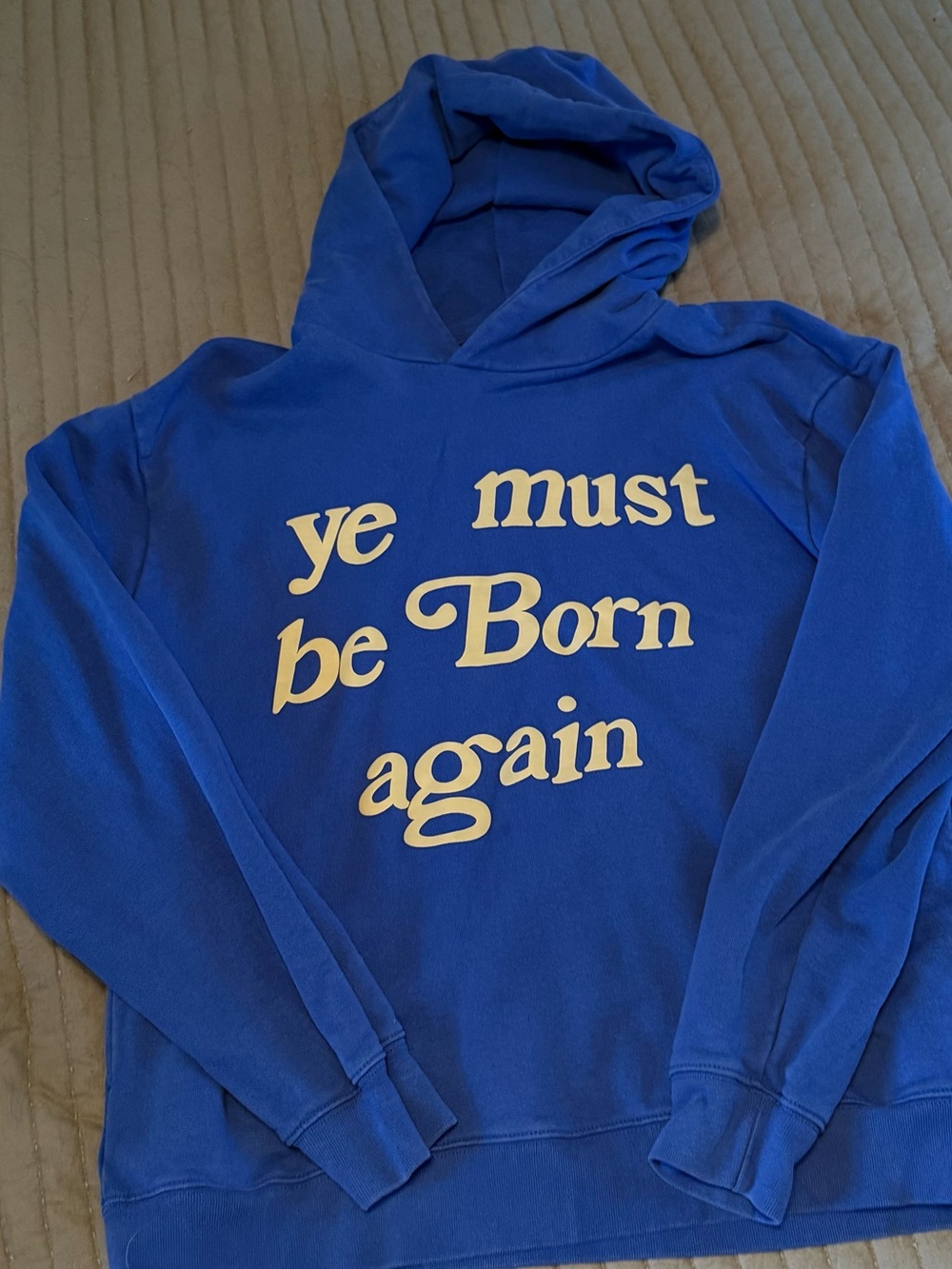 Blue Graphic Hoodie "ye must be Born again"
